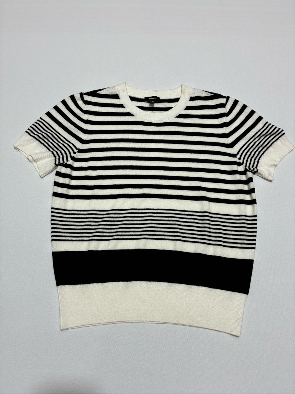 NWT Express Black and White Striped Crewneck Sweater